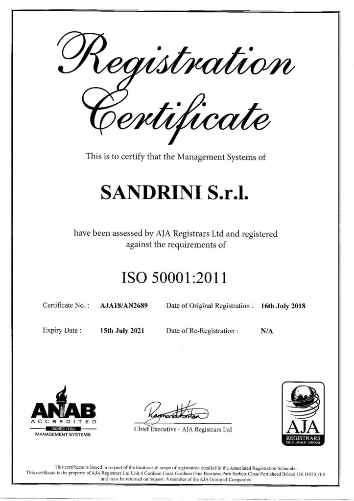 Sandrini Certificato ISO 500012011 1